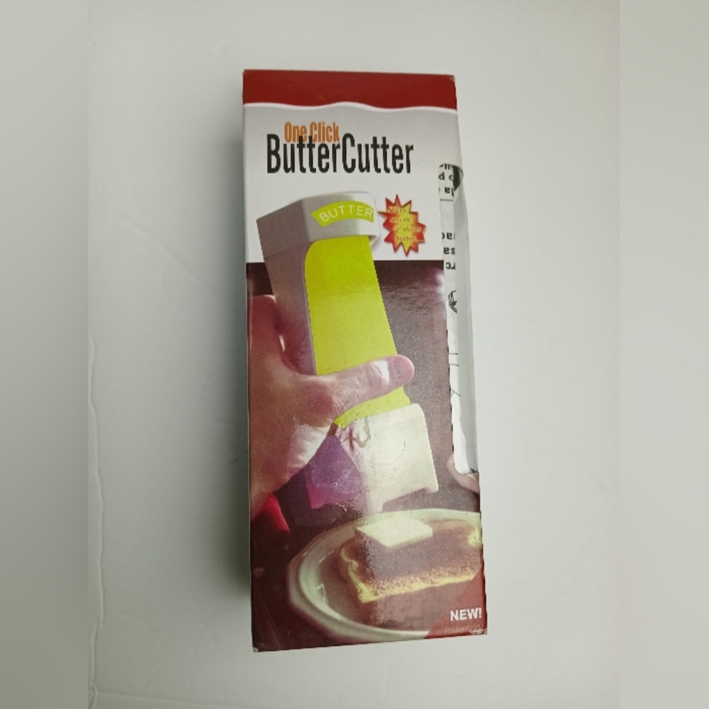 One Click Butter Cutter ABS Plastic Stainless Steel - Lemon Yellow NIB